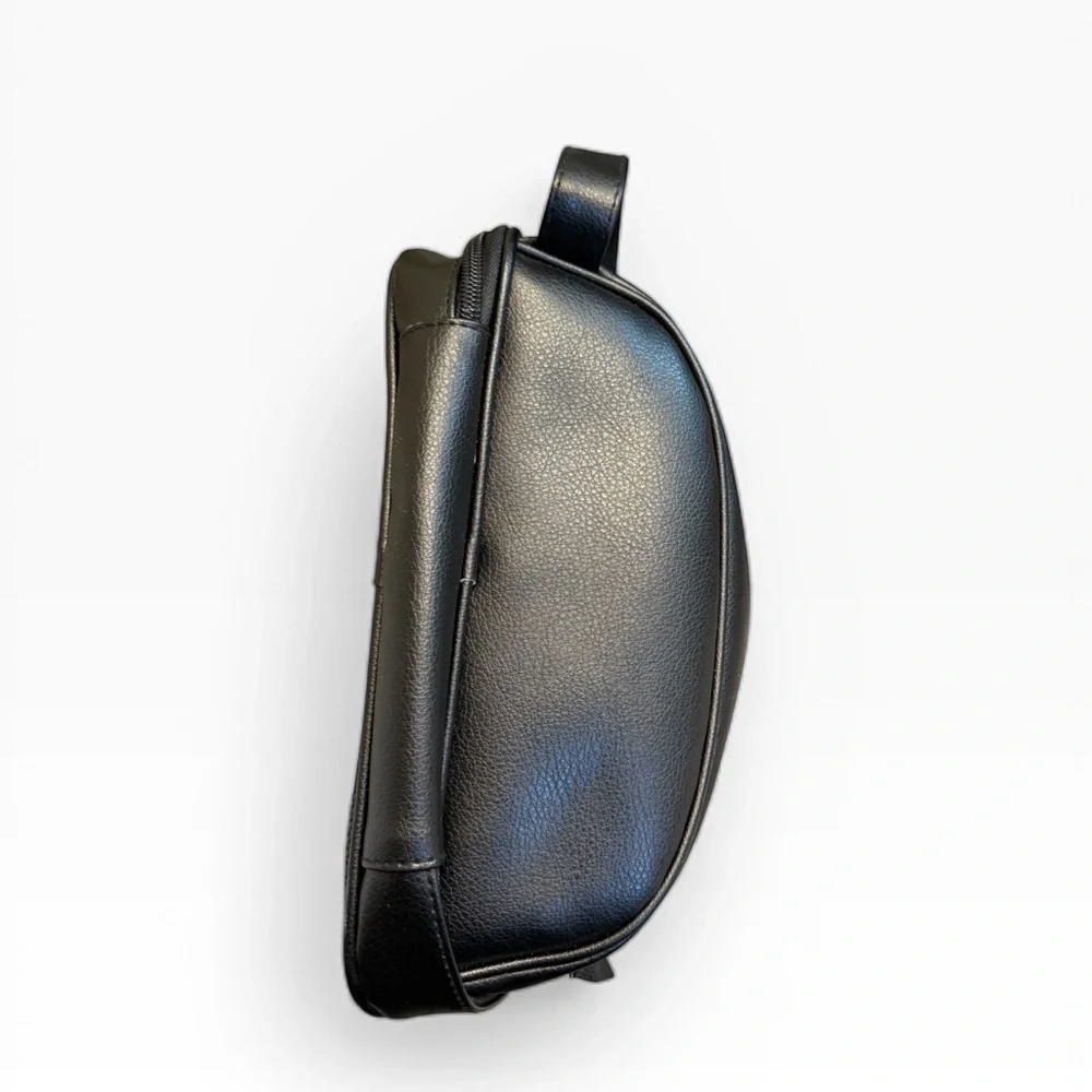 Black Leather Toiletries Bag